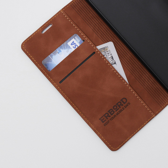 Case for Motorola Moto E13 4G, ERBORD Vintage, wallet with flap, brown