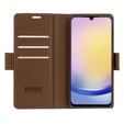 Case for Samsung Galaxy A25 5G, ERBORD Glossy Litchi, wallet with flap, brown
