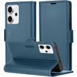 Case for Oppo Reno 14, ERBORD Glossy Litchi, wallet with flap, blue