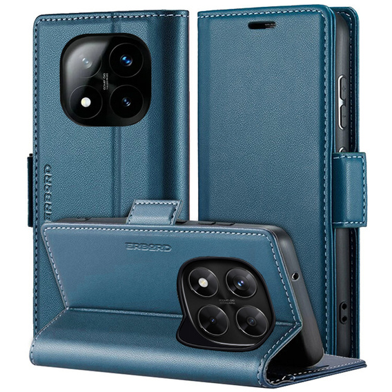 Case for Xiaomi Redmi Note 14 Pro+ 5G / Xiaomi Poco X7 5G / Xiaomi Redmi Note 14 Pro 5G, ERBORD Glossy Litchi, wallet with flap, blue