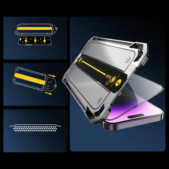 2x Tempered Glass for iPhone 14 Pro Max, ERBORD Easy App Full Screen Protector