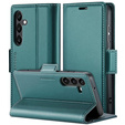 Case for Samsung Galaxy A16, ERBORD Glossy Litchi, wallet with flap, green
