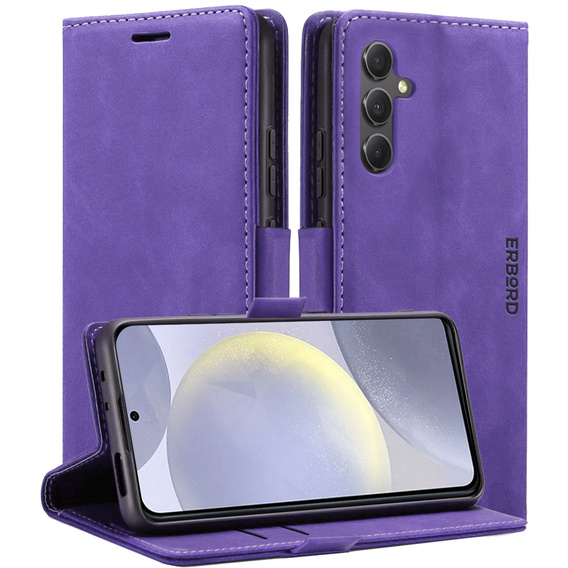 Case for Samsung Galaxy S24, ERBORD Vintage, wallet with flap, purple