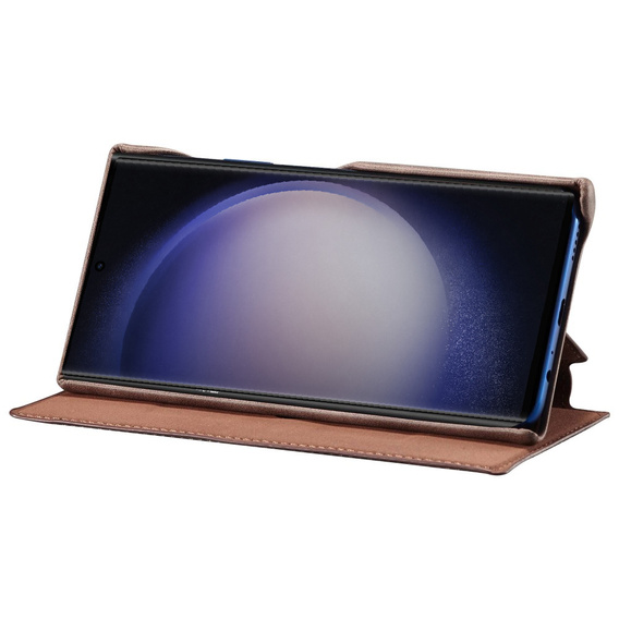 Etui z klapką do Samsung Galaxy S23 Ultra, ERBORD Retro, brązowe