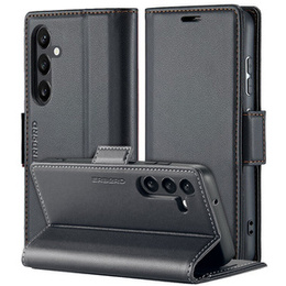 Etui do Samsung Galaxy A55, ERBORD Glossy Litchi, portfel z klapką, czarne