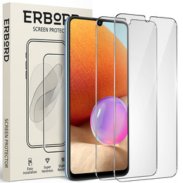 2x Tempered Glass for Samsung Galaxy A32 4G, ERBORD 9H Hard Glass for phone screen