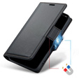 Case for Oppo A18 4G / A38 4G, ERBORD Glossy Litchi, wallet with flap, black