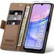 Etui do Samsung Galaxy A15 4G / 5G, ERBORD Glossy Litchi, portfel z klapką, brązowe + Szkło Hartowane 9H