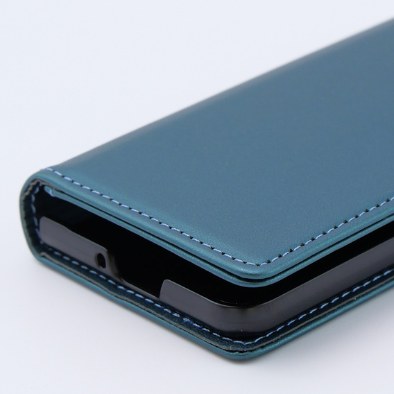Case for Samsung Galaxy Z Fold 5 5G, ERBORD Glossy Litchi, wallet with flap, green