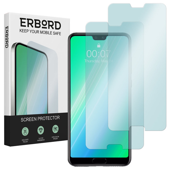 2x Tempered Glass for Huawei P20 Pro, ERBORD 9H Hard Glass for phone screen