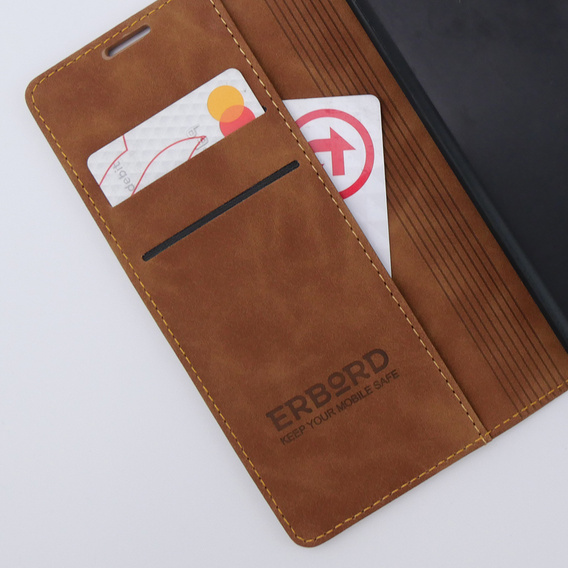 Case for Xiaomi 13 lite, ERBORD Vintage, wallet with flap, brown