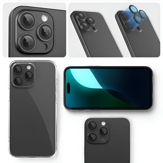 Szkło na aparat ERBORD OPTIK Pro do iPhone 16 Pro / 16 Pro Max, czarne