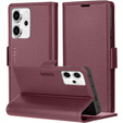 Case for Oppo Reno 14, ERBORD Glossy Litchi, wallet with flap, red