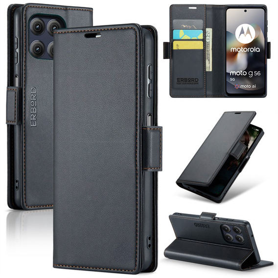 ERBORD Glossy Litchi wallet with flap for Motorola Moto G56 5G