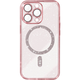 Case for iPhone 16 Pro, ERBORD Glitter MagSafe, pink + Screen Glass