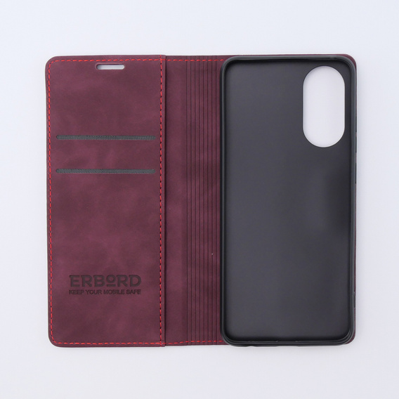 Case for Oppo A78 4G, ERBORD Vintage, wallet with flap, red