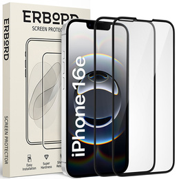 2x Szkło Hartowane do iPhone 13/13 Pro/16e, ERBORD 3D pełne, szybka na cały ekran