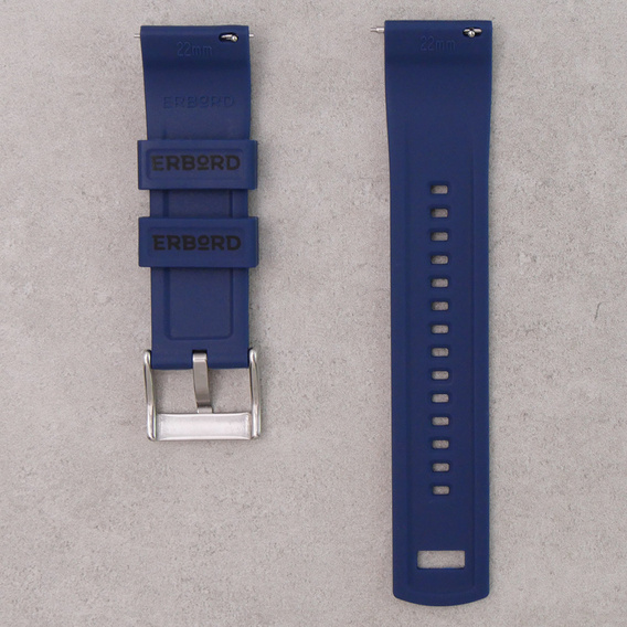 Pasek Silikonowy ERBORD Uniwersalny 20mm, Dual Color, niebieski / srebrna klamra