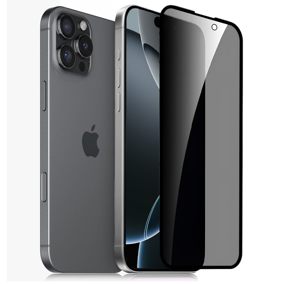 2x Szkło Hartowane prywatyzujące do iPhone 16 Pro Max, ERBORD 9H Easy App Anti-Peep
