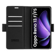 Case for Oppo Reno 13F / Oppo Reno 13FS, ERBORD Glossy Litchi, wallet with flap, black
