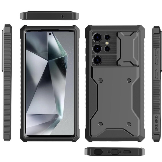 Etui do Samsung Galaxy S24 Ultra, ERBORD Rugged MagSafe Case, czarne (dwie ramki)
