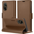 Case for Realme C67 4G, ERBORD Glossy Litchi, wallet with flap, brown