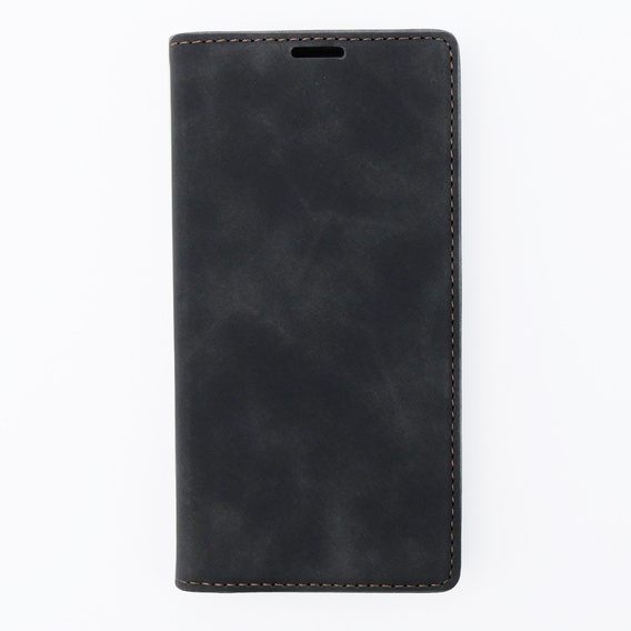 Case for iPhone 15, ERBORD Vintage, wallet with flap, black