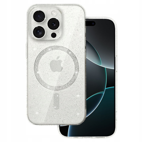 Etui do iPhone 16 Pro Max, ERBORD Glitter MagSafe, przezroczyste + Szkło na ekran