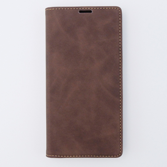 Etui do iPhone 15 Pro, ERBORD Vintage portfel z klapką, kawowe