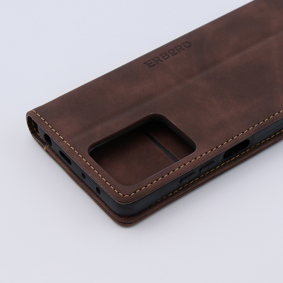 Etui do Xiaomi Redmi Note 12 5G / Poco X5 5G, ERBORD Vintage portfel z klapką, kawowe
