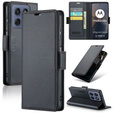Case for Motorola Edge 60 / 60 Fusion, ERBORD Glossy Litchi, wallet with flap, black