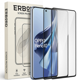 2x Tempered Glass for Oppo Reno 10 / 10 Pro, ERBORD 3D full display