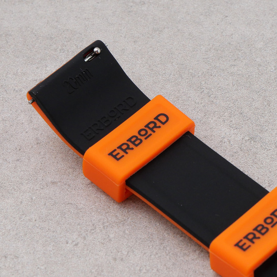 Pasek Silikonowy ERBORD Uniwersalny 20mm, Dual Color, pomarańczowy / czarny / czarna