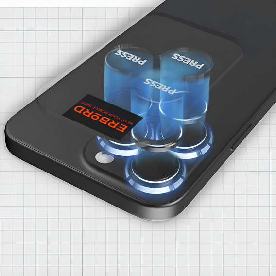 2x ERBORD OPTIK Pro Camera Tempered Glass for iPhone 16 Pro / 16 Pro Max, black