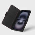 Case for iPhone 16, ERBORD Vintage, wallet with flap, black