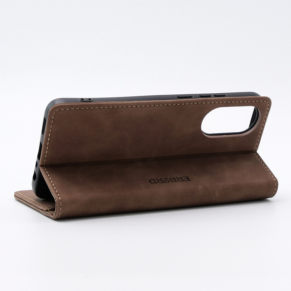 Etui do Oppo A78 4G, ERBORD Vintage portfel z klapką, kawowe