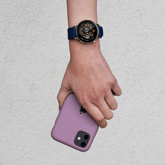 Pasek Silikonowy ERBORD Uniwersalny 20mm, Dual Color, niebieski / srebrna klamra