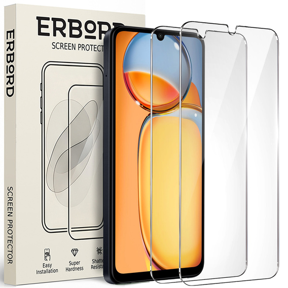 2x Szkło Hartowane do Xiaomi Redmi 13C / Poco C65, ERBORD 9H Hard Glass, szybka