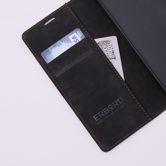 Case for Realme C55, ERBORD Vintage, wallet with flap, black