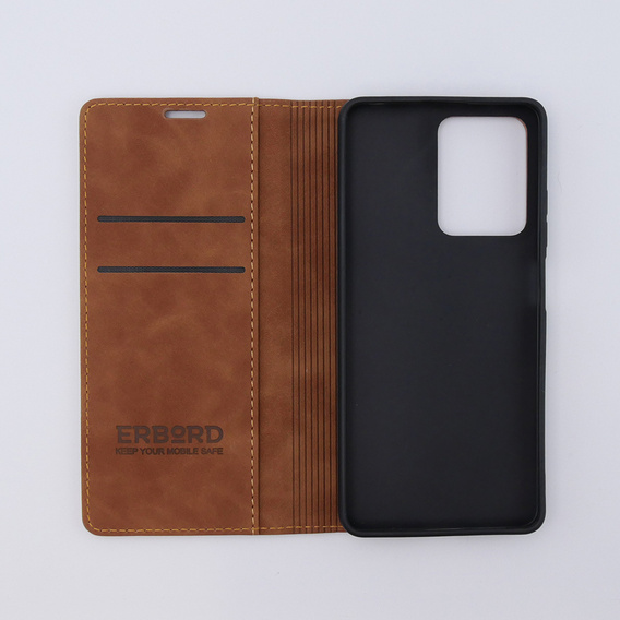 Etui do Xiaomi Redmi Note 12 5G / Poco X5 5G, ERBORD Vintage portfel z klapką, brązowe