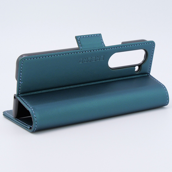 Etui do Samsung Galaxy Z Fold 5 5G, ERBORD Glossy Litchi, portfel z klapką, zielone