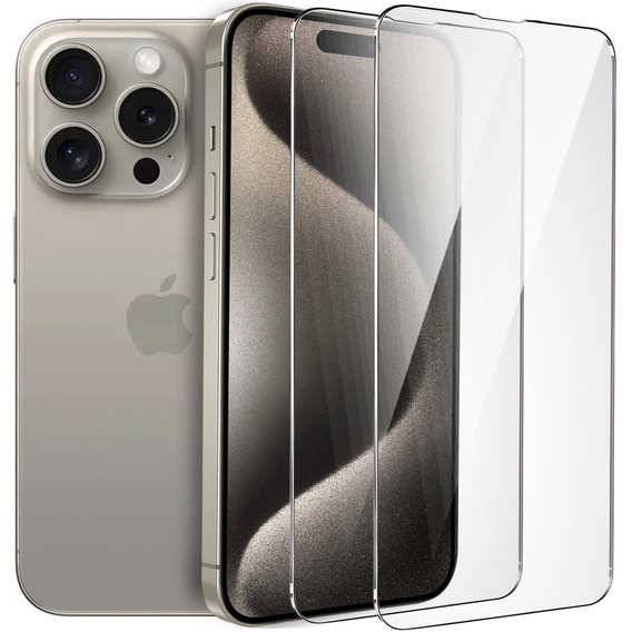 2x Tempered Glass for iPhone 15 Pro, ERBORD 9H Hard Glass for phone screen