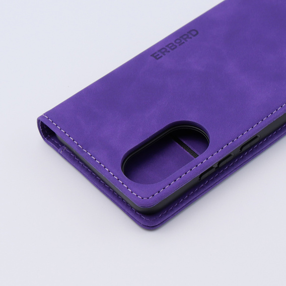 Etui do Oppo A78 4G, ERBORD Vintage portfel z klapką, fioletowe