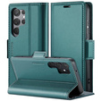 Case for Samsung Galaxy S25 Ultra, ERBORD Glossy Litchi, wallet with flap, green