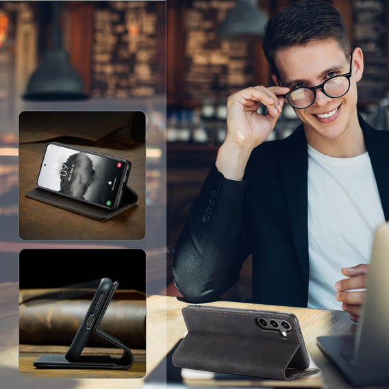 Etui do Samsung Galaxy A16 / A16 5G, ERBORD Vintage, portfel z klapką, czarne