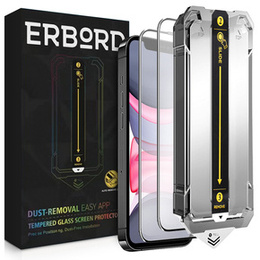 2x Tempered Glass for iPhone 11 / XR, ERBORD Easy App Full Screen Protector
