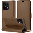 Case for Xiaomi Redmi Note 13 Pro 4G / Xiaomi Redmi Note 14S / Xiaomi Poco M6 Pro 4G, ERBORD Glossy Litchi, wallet with flap, brown
