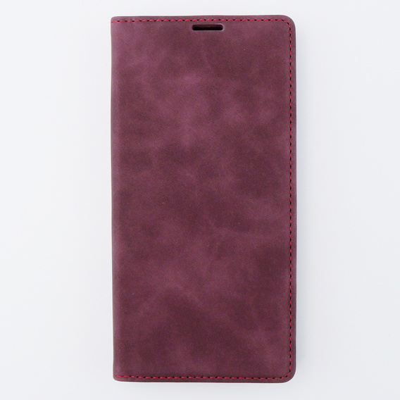 Case for iPhone 15 Pro, ERBORD Vintage, wallet with flap, red