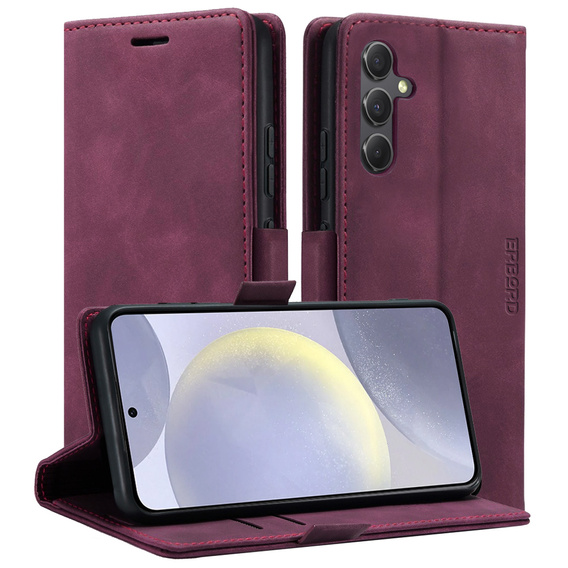 Case for Samsung Galaxy S24, ERBORD Vintage, wallet with flap, red