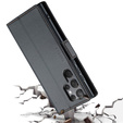 Case for Samsung Galaxy S24 Ultra, ERBORD Glossy Litchi, wallet with flap, black